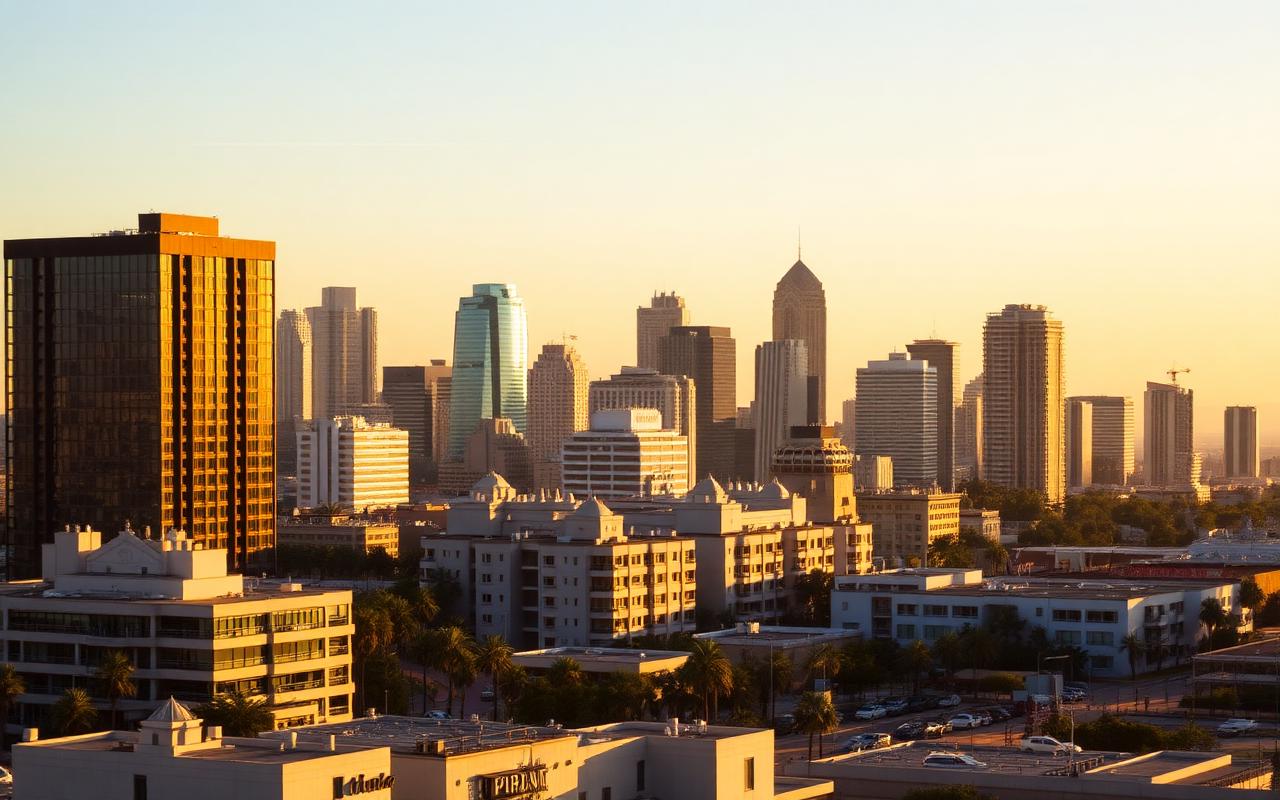 Tijuana, Mexico skyline at golden hour